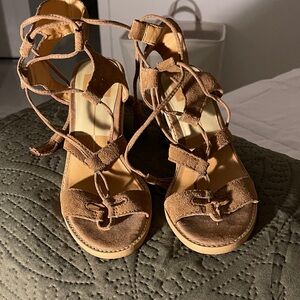 Dolce Vita Brown Suede Lace-Up Sandals